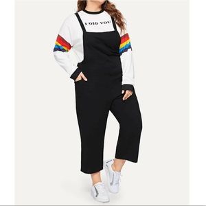 NEW Black Solid Pocket Side Overalls, 2XL